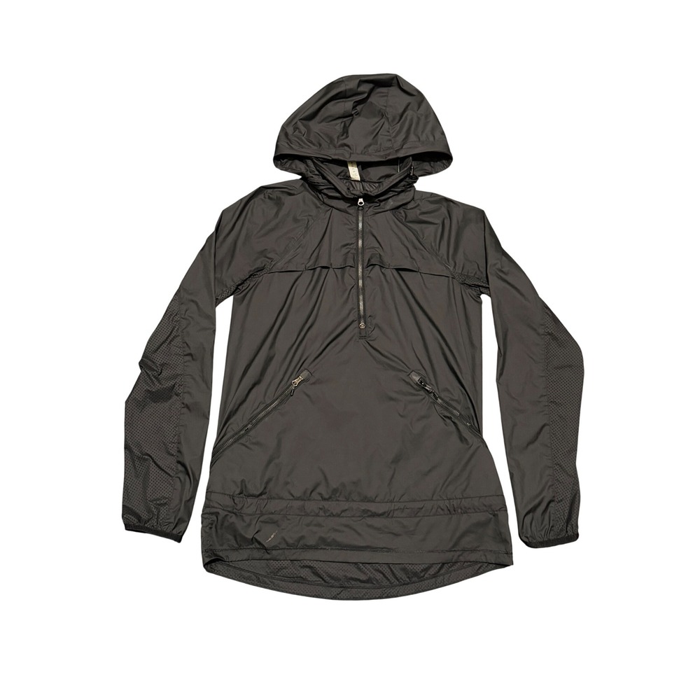 Lululemon Black Half Zip Hooded Windbreaker Jacket Mesh Vented Womens‎ Size 6